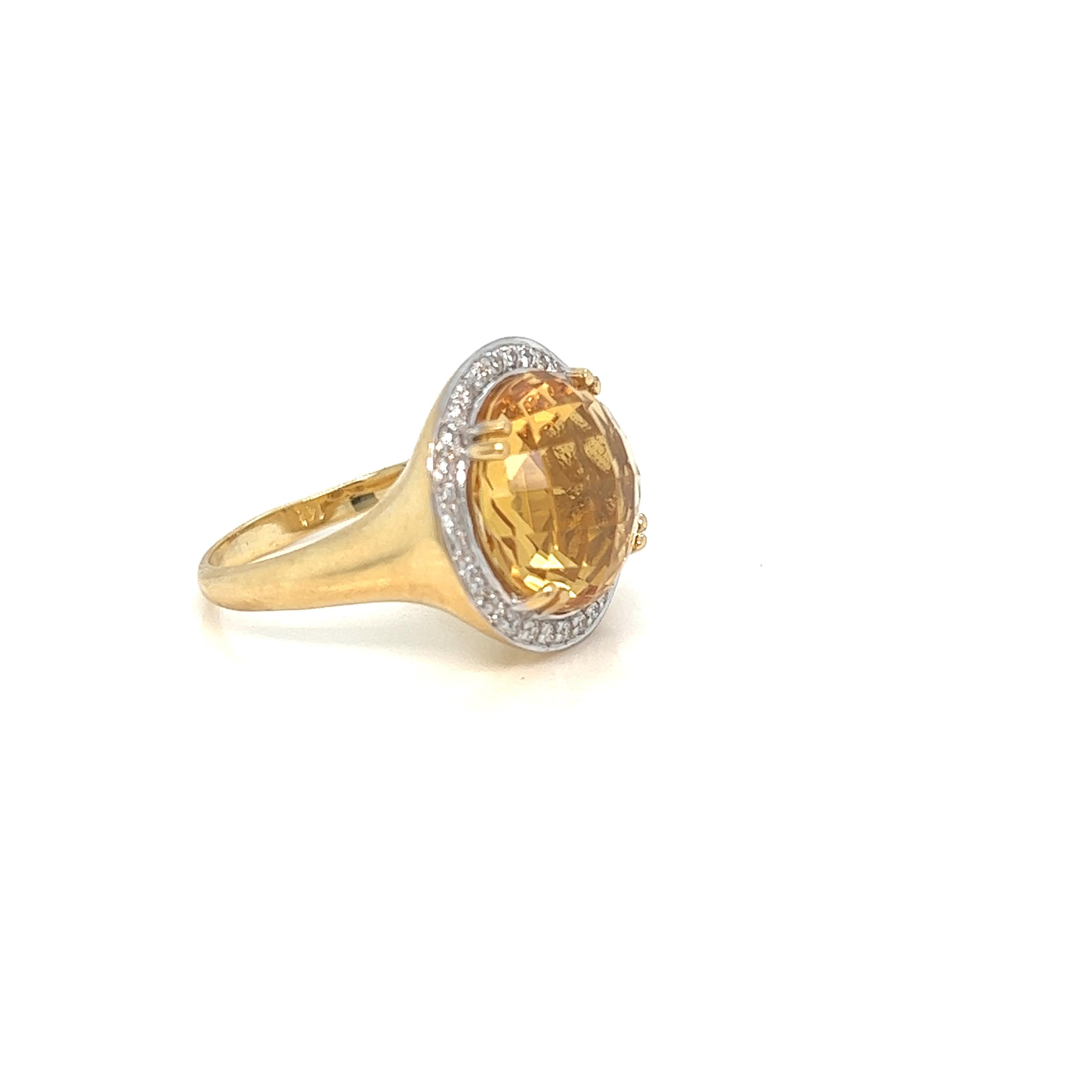For Sale:  Hand-Crafted 14K Yellow Gold Citrine Color Stone Cocktail Ring 3