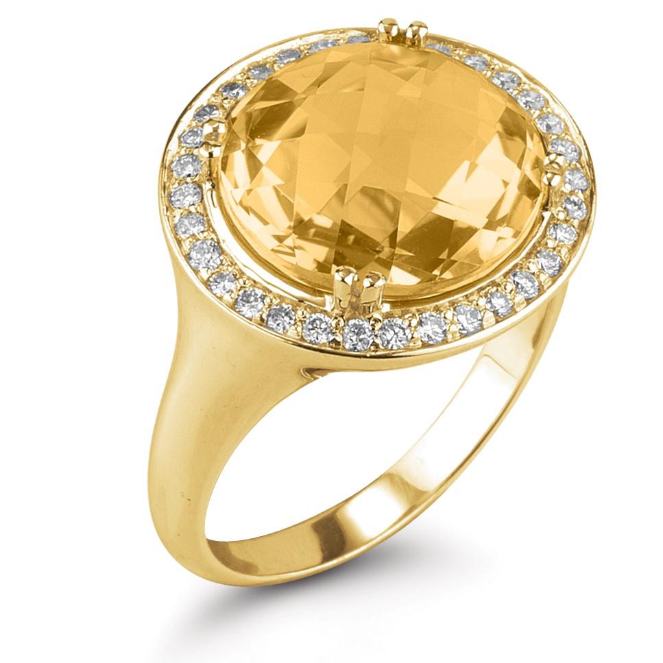 For Sale:  Hand-Crafted 14K Yellow Gold Citrine Color Stone Cocktail Ring 4
