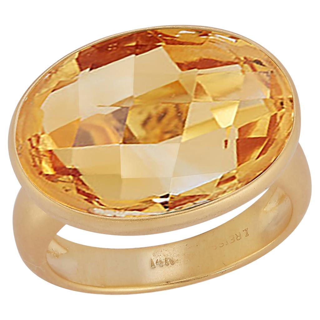 For Sale:  Hand-Crafted 14K Yellow Gold Citrine Color Stone Cocktail Ring
