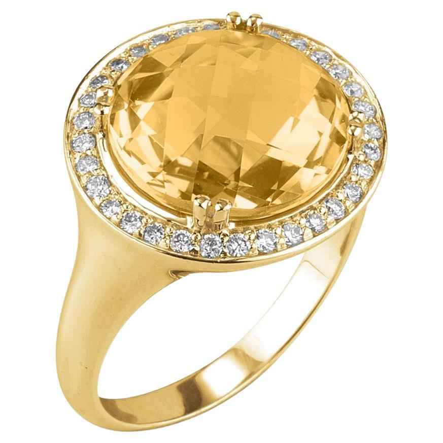 For Sale:  Hand-Crafted 14K Yellow Gold Citrine Color Stone Cocktail Ring