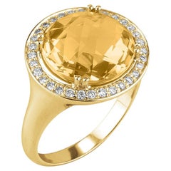 Hand-Crafted 14K Yellow Gold Citrine Color Stone Cocktail Ring