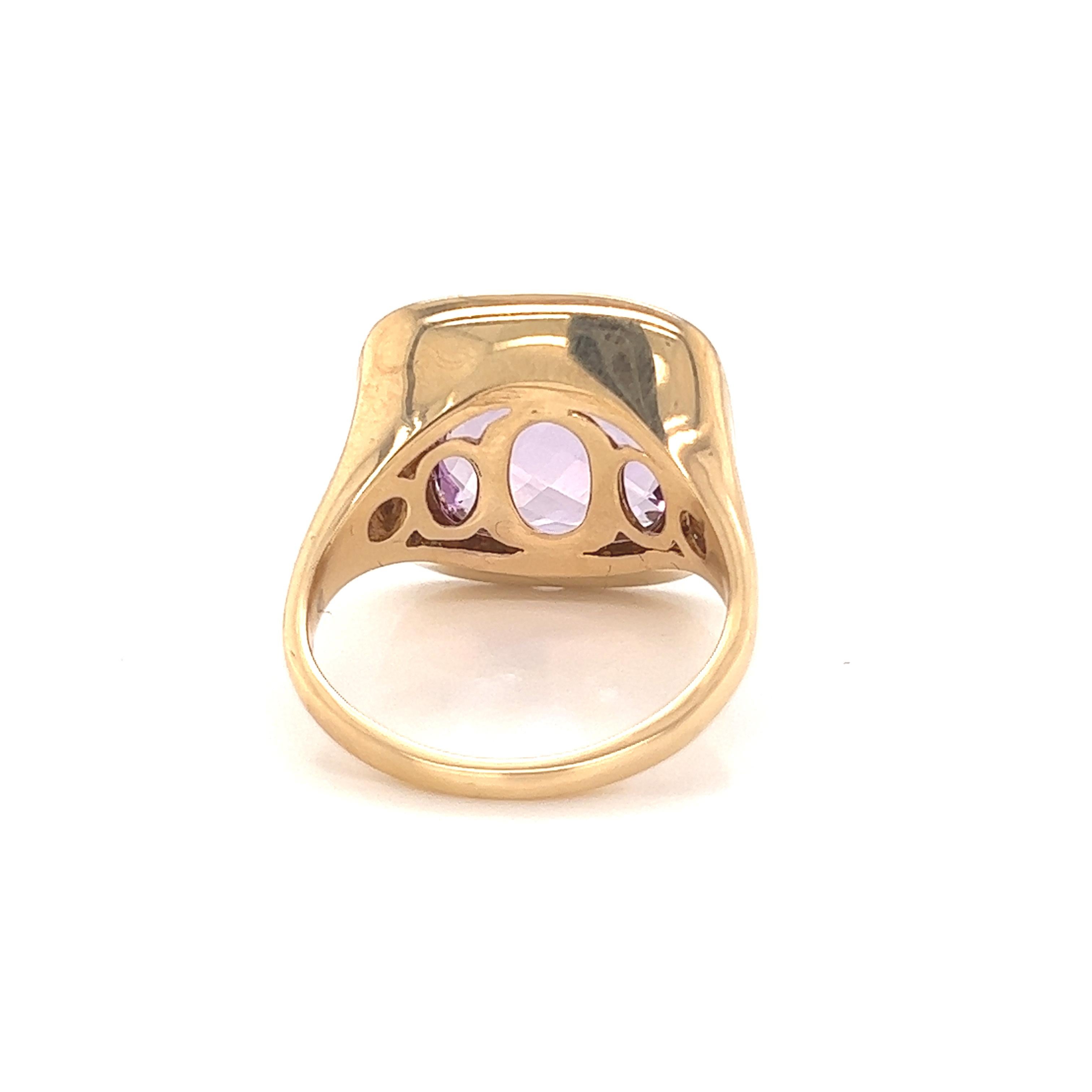 For Sale:  Hand-Crafted 14K Yellow Gold Cocktail Ring Set with an Amethyst Color Stone 3