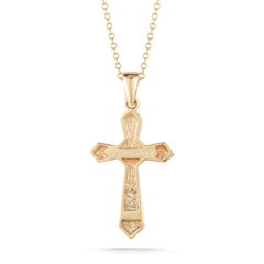 Hand-Crafted 14K Yellow Gold Cross Pendant