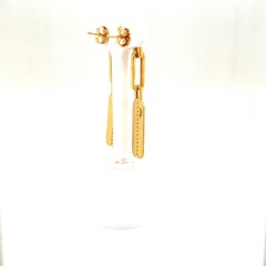 Hand-Crafted 14K Yellow Gold Dangling Dog Tag Earrings