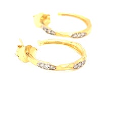 Hand-Crafted 14K Yellow Gold Dangling Dog Tag Earrings