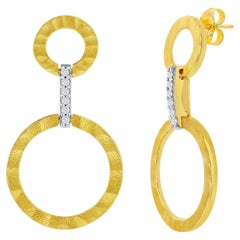 Hand-Crafted 14K Yellow Gold Dangling Open Circle Link Earrings
