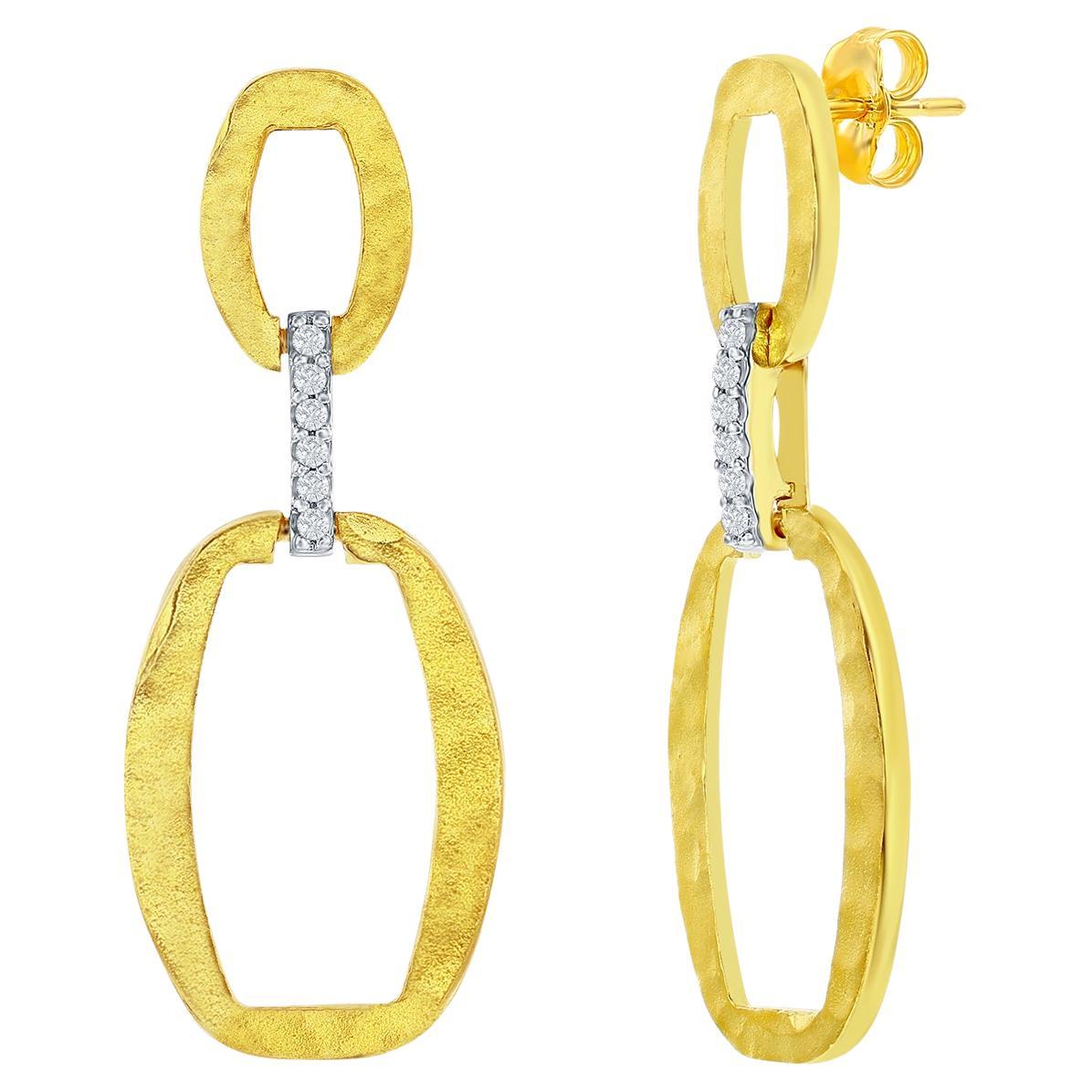 Hand-Crafted 14K Yellow Gold Dangling Open Ellipse Link Earrings For Sale