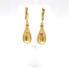 Hand-Crafted 14K Yellow Gold Dangling Tear-Drop Earrings