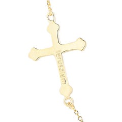 Hand-Crafted 14K Yellow Gold East-to-West Off-Center Cross Necklace
