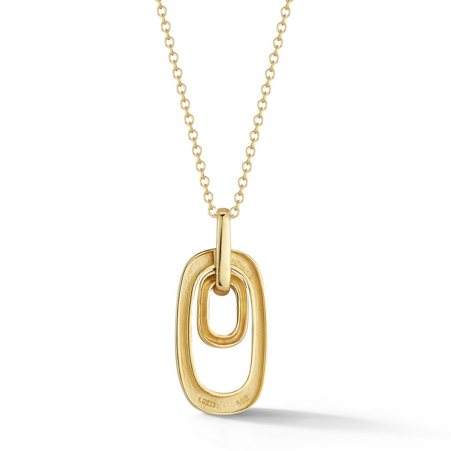 Round Cut Hand-Crafted 14K Yellow Gold Ellipse Pendant For Sale