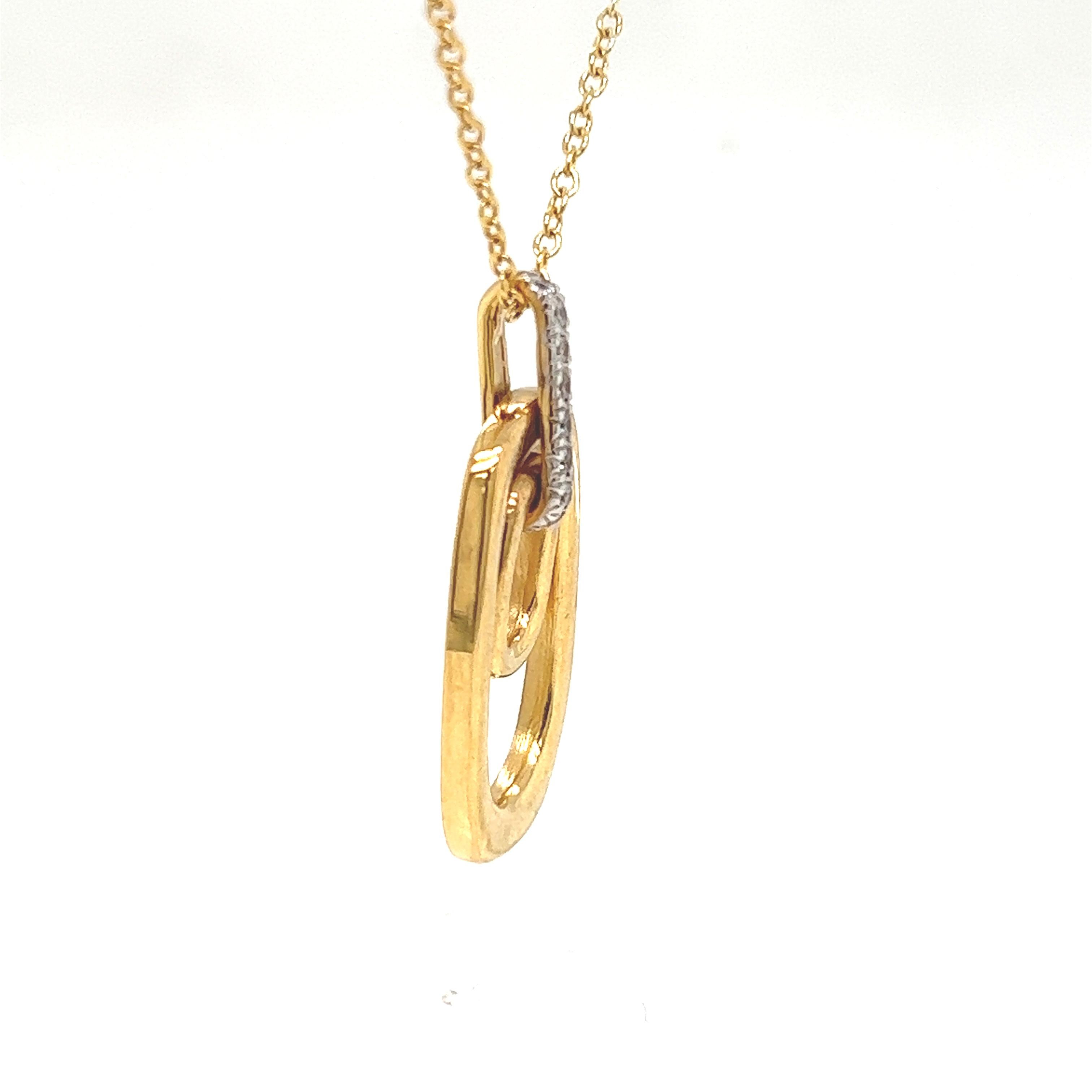 Pendentif Ellipse en or jaune 14 carats fabriqué à la main Neuf - En vente à Great Neck, NY