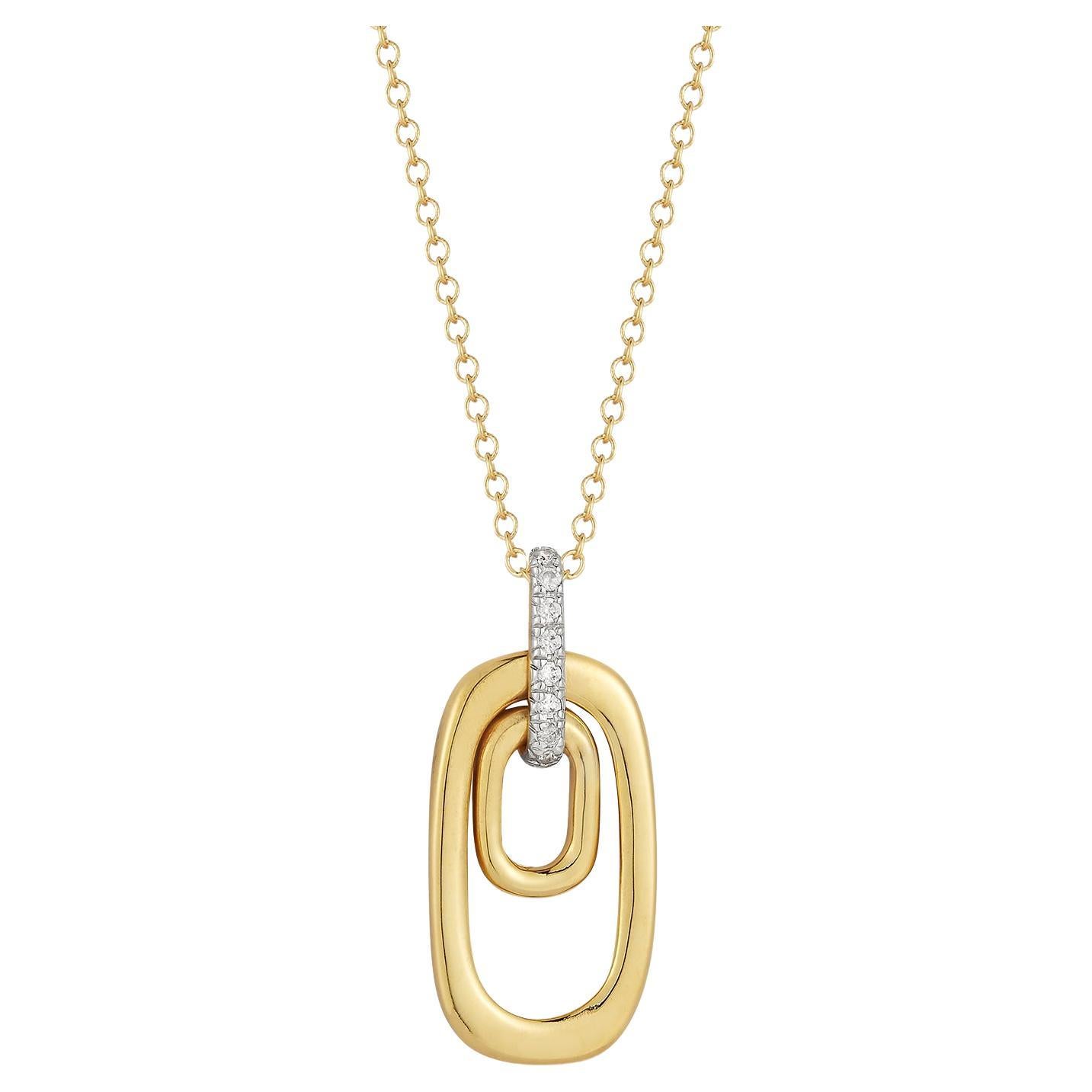 Hand-Crafted 14K Yellow Gold Ellipse Pendant For Sale
