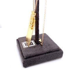 Hand-Crafted 14K Yellow Gold Filigree Rectangular Pendant