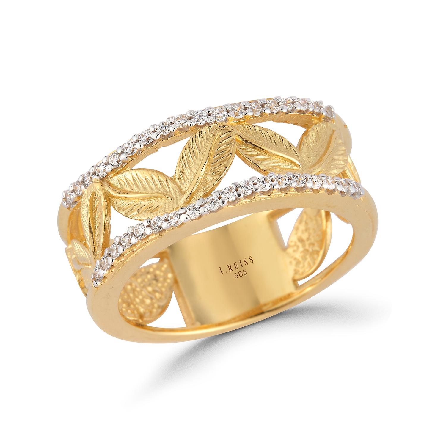 For Sale:  Handcrafted 14k Yellow Gold Gold 0.22cttw Vine Leaf Band Ring 4