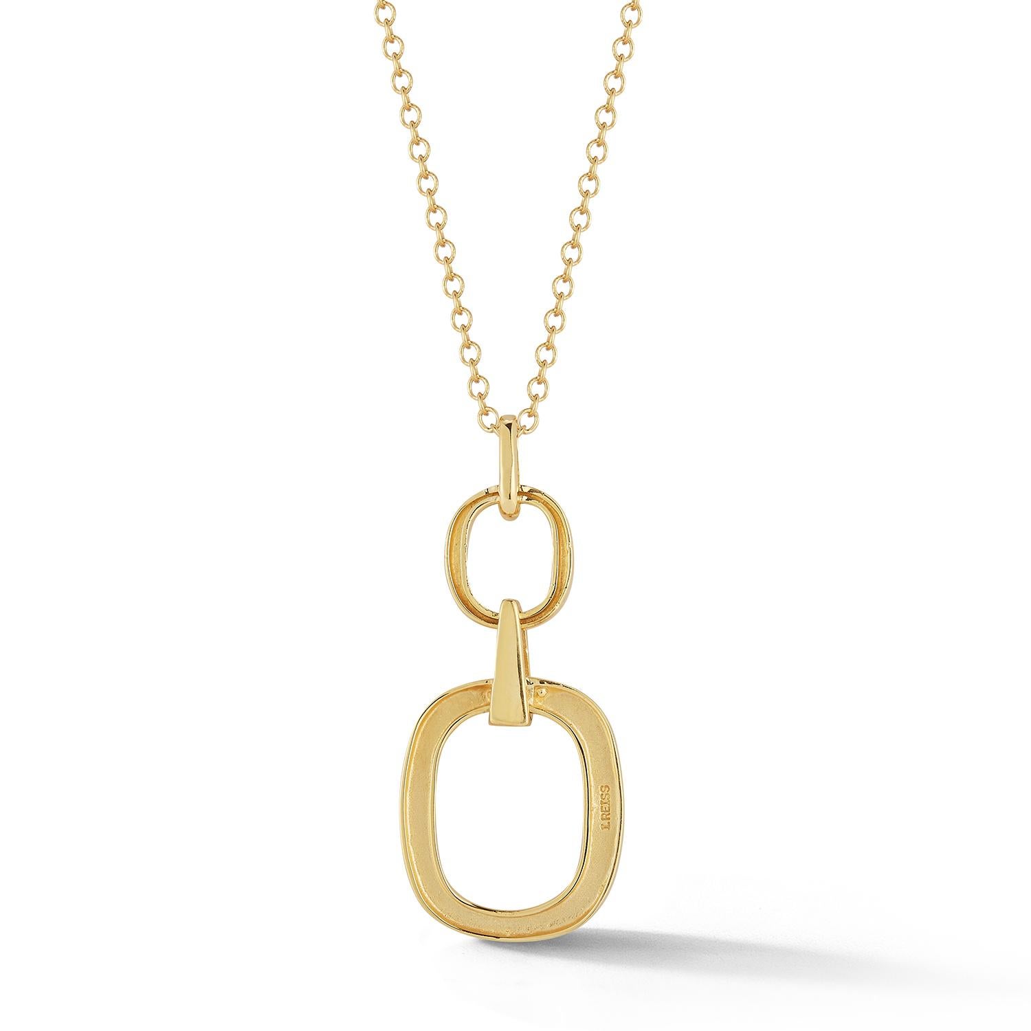 Round Cut Hand-Crafted 14K Yellow Gold High Polish Graduating Open-Form Pendant For Sale