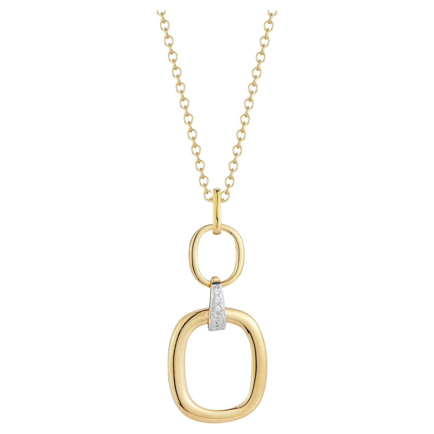 Hand-Crafted 14K Yellow Gold High Polish Graduating Open-Form Pendant For Sale
