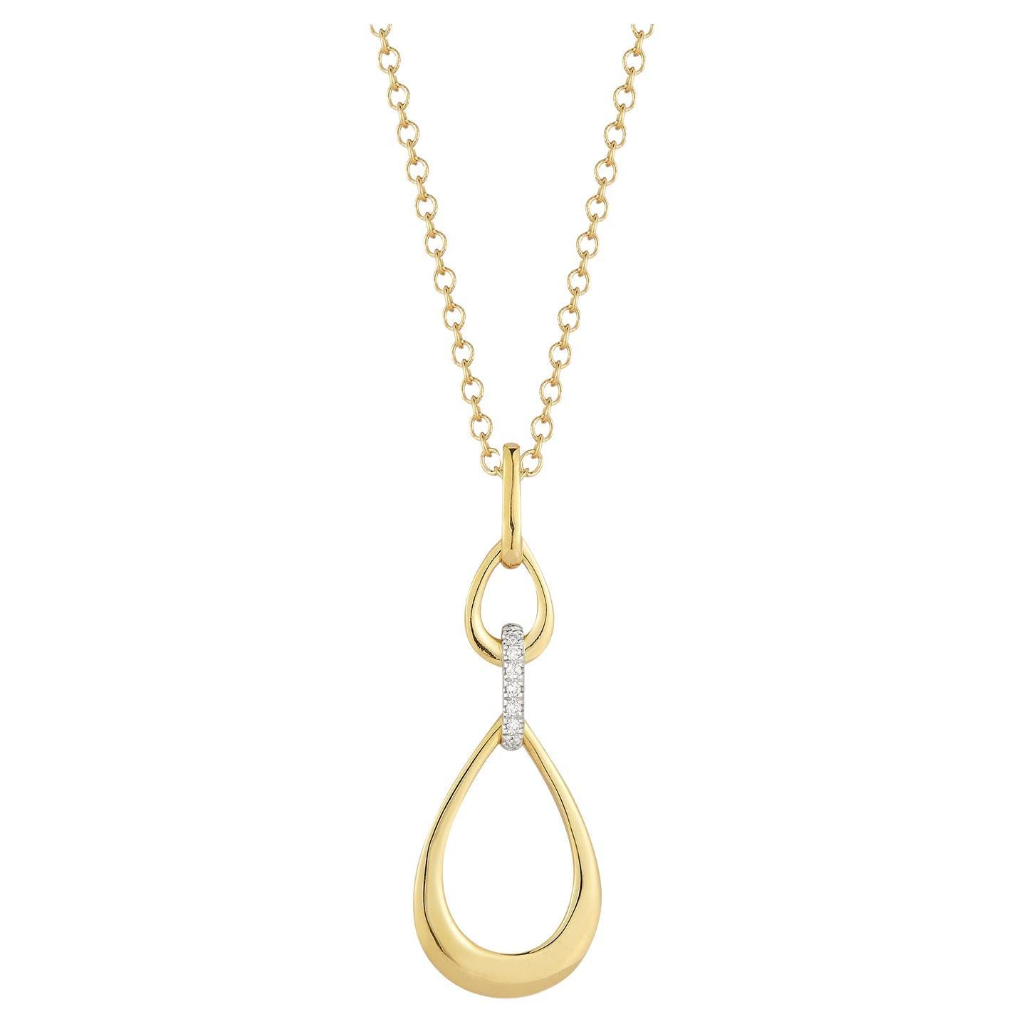Hand-Crafted 14K Yellow Gold High Polish Graduating Tear-Drop Pendant For Sale
