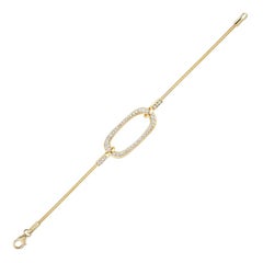 Bracciale a maglie in oro giallo 14K realizzato a mano con un motivo a ellisse di diamanti