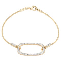 Hand-Crafted 14K Yellow Gold Mesh Bracelet Set with a Diamond Ellipse Motif