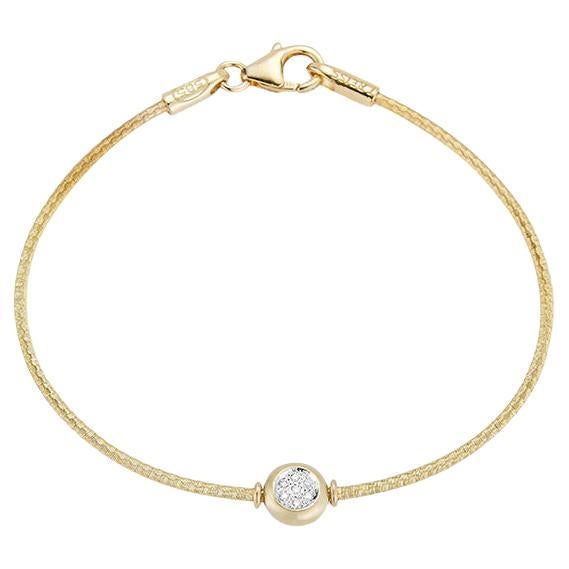 Hand-Crafted 14K Yellow Gold Mesh Bracelet Set with a Round Gold Motif