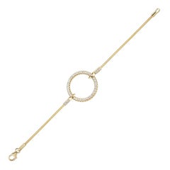 Bracciale a maglie in oro giallo 14K realizzato a mano con un motivo a cerchi aperti di diamanti