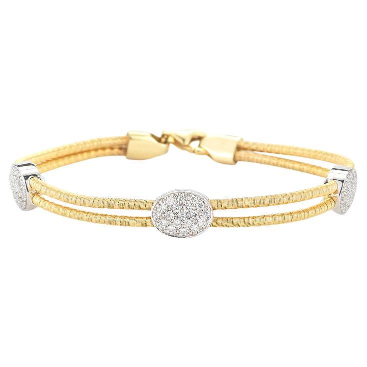 Bracelet en maille d'or jaune 14 carats fait main avec chaînes ovales en diamants