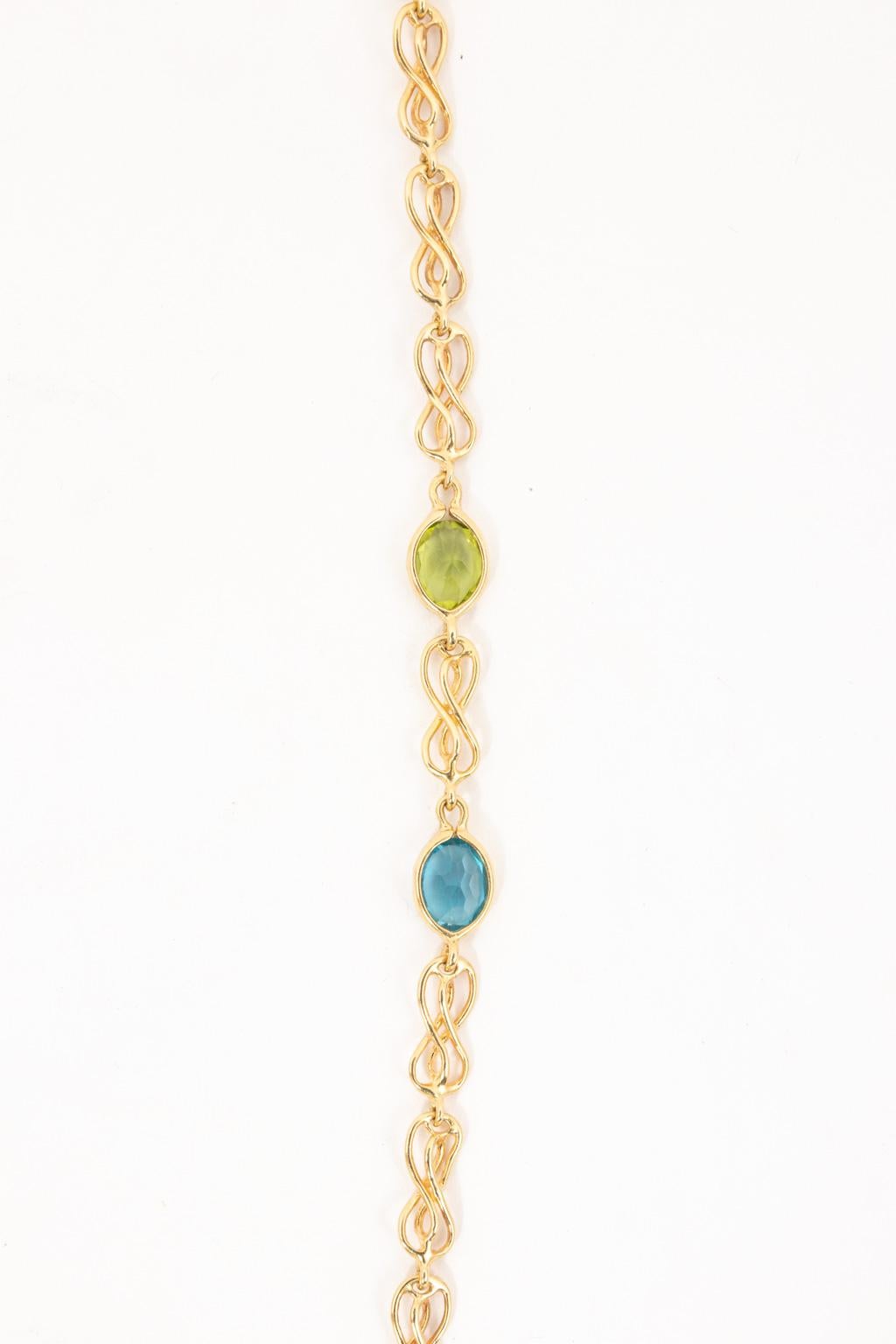 Handcrafted 14K Yellow Gold Multi-Gem Necklace Amethyst Peridot and Blue Topaz 3