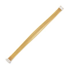 Hand-Crafted 14K Yellow Gold Multi-Strand Mesh Bracelet Accented with a Diamond