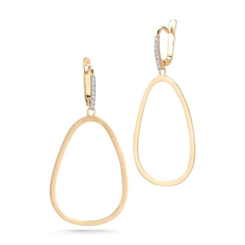 Hand-Crafted 14K Yellow Gold Open Egg-Shaped Dangling Earrings In New Condition For Sale In Great Neck, NY
