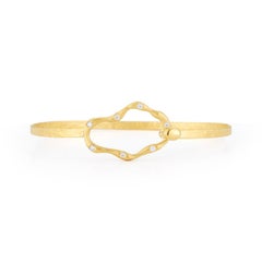 Hand-Crafted 14K Yellow Gold Open Free-Form Bangle Bracelet