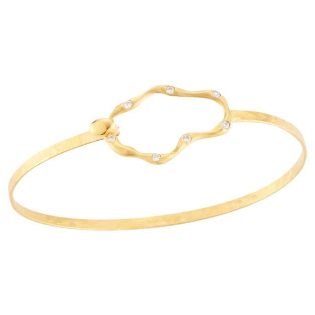Hand-Crafted 14K Yellow Gold Open Free-Form Bangle Bracelet