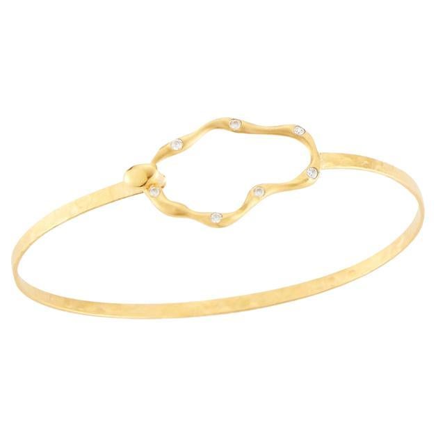 Hand-Crafted 14K Yellow Gold Open Free-Form Bangle Bracelet