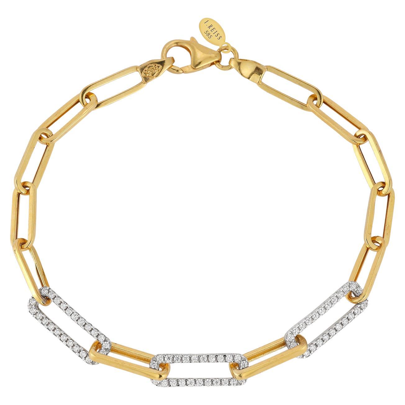 Hand-Crafted 14K Yellow Gold Open Link Bracelet For Sale