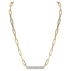 Hand-Crafted 14K Yellow Gold Open Link Diamond ID Necklace