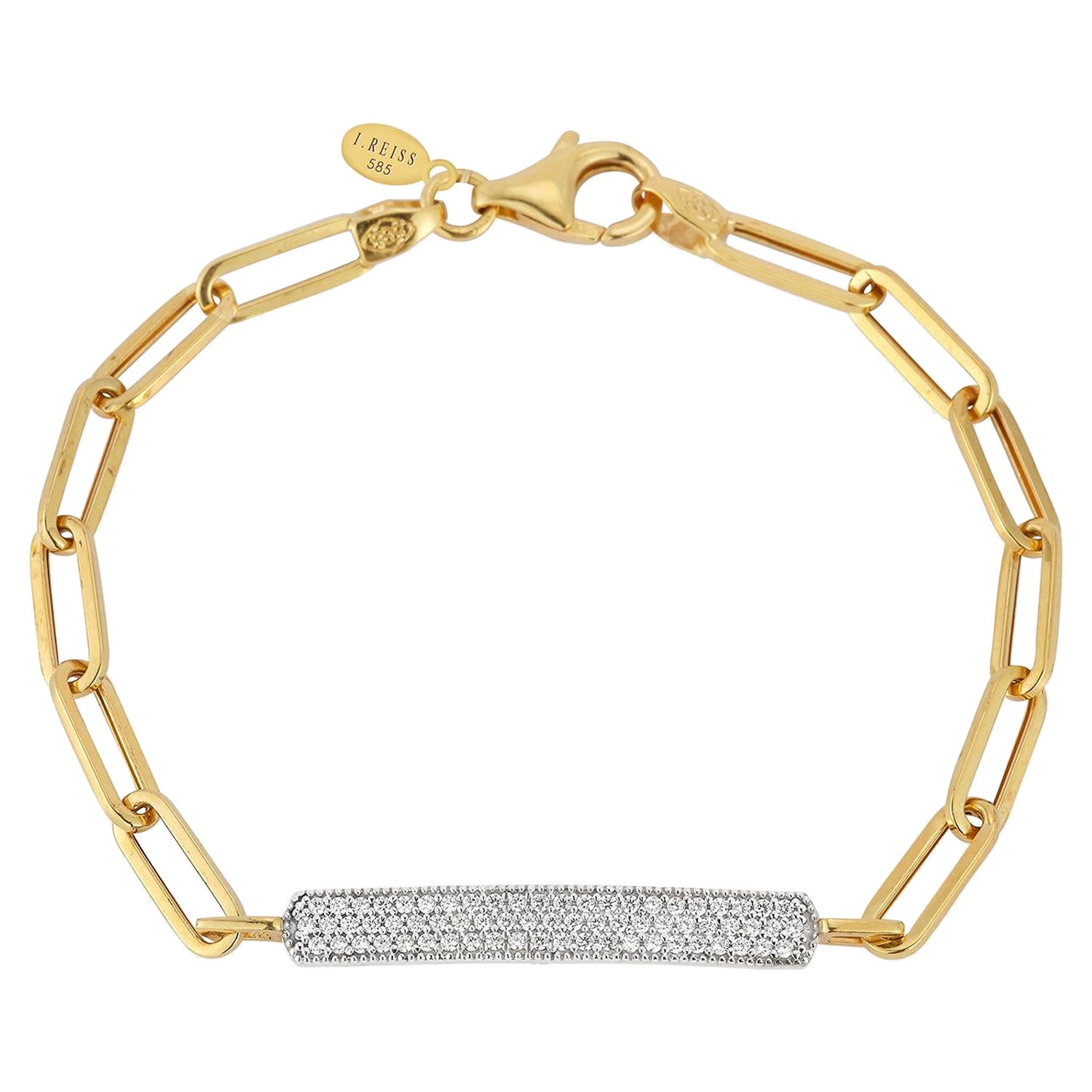 Hand-Crafted 14K Yellow Gold Open Link ID Bar Bracelet