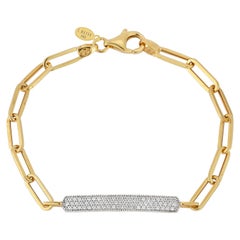 Hand-Crafted 14K Yellow Gold Open Link ID Bar Bracelet