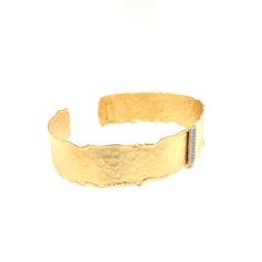 Hand-Crafted 14K Yellow Gold Open Narrow Cuff Bracelet