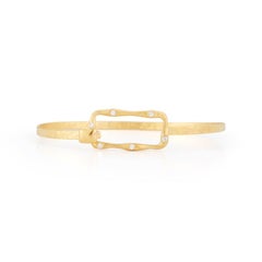 Hand-Crafted 14K Yellow Gold Open Rectangle Bangle Bracelet.