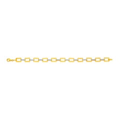 Pulsera de eslabones rectangulares abiertos de oro amarillo de 14 quilates hecha a mano