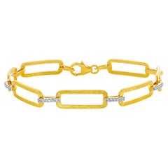 Hand-Crafted 14K Yellow Gold Open Rectangle Link Bracelet