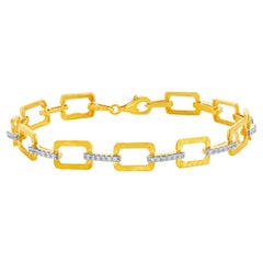Hand-Crafted 14K Yellow Gold Open Rectangle Link Bracelet