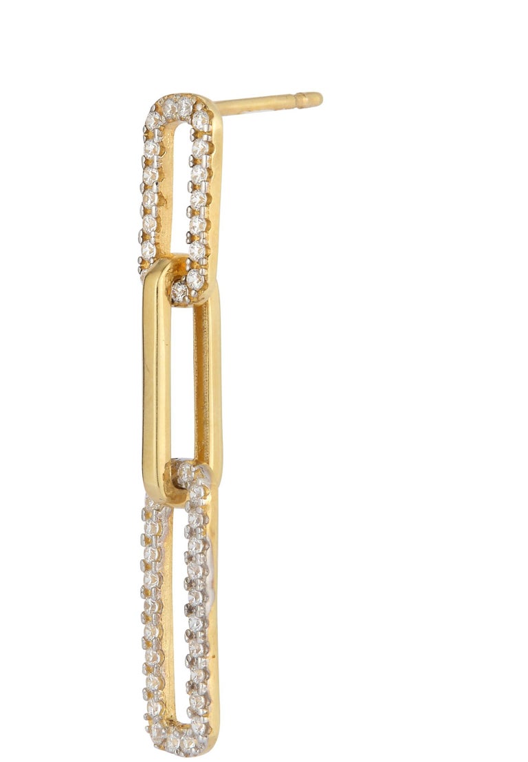 14k Yellow Gold Paperclip Link Stud Earrings main image 1