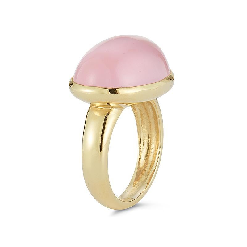 For Sale:  Hand-Crafted 14K Yellow Gold Rose Quartz Color Stone Cocktail Ring 2