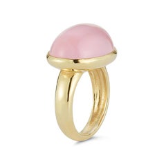 Hand-Crafted 14K Yellow Gold Rose Quartz Color Stone Cocktail Ring
