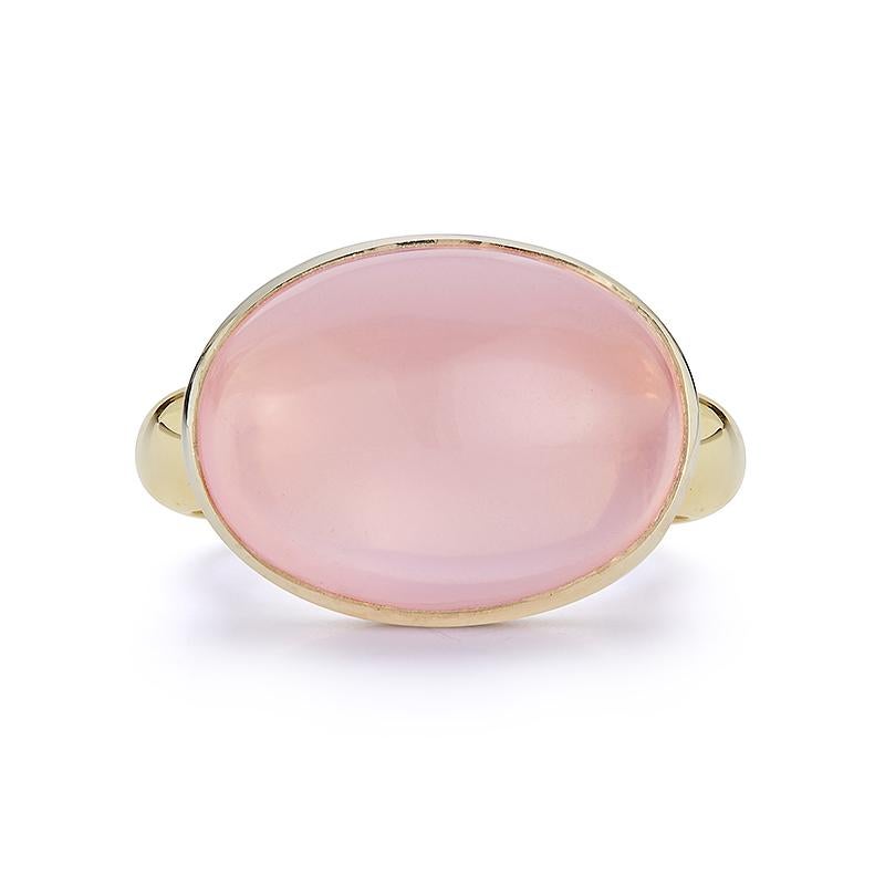 For Sale:  Hand-Crafted 14K Yellow Gold Rose Quartz Color Stone Cocktail Ring 3