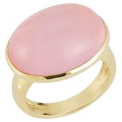 For Sale:  Hand-Crafted 14K Yellow Gold Rose Quartz Color Stone Cocktail Ring