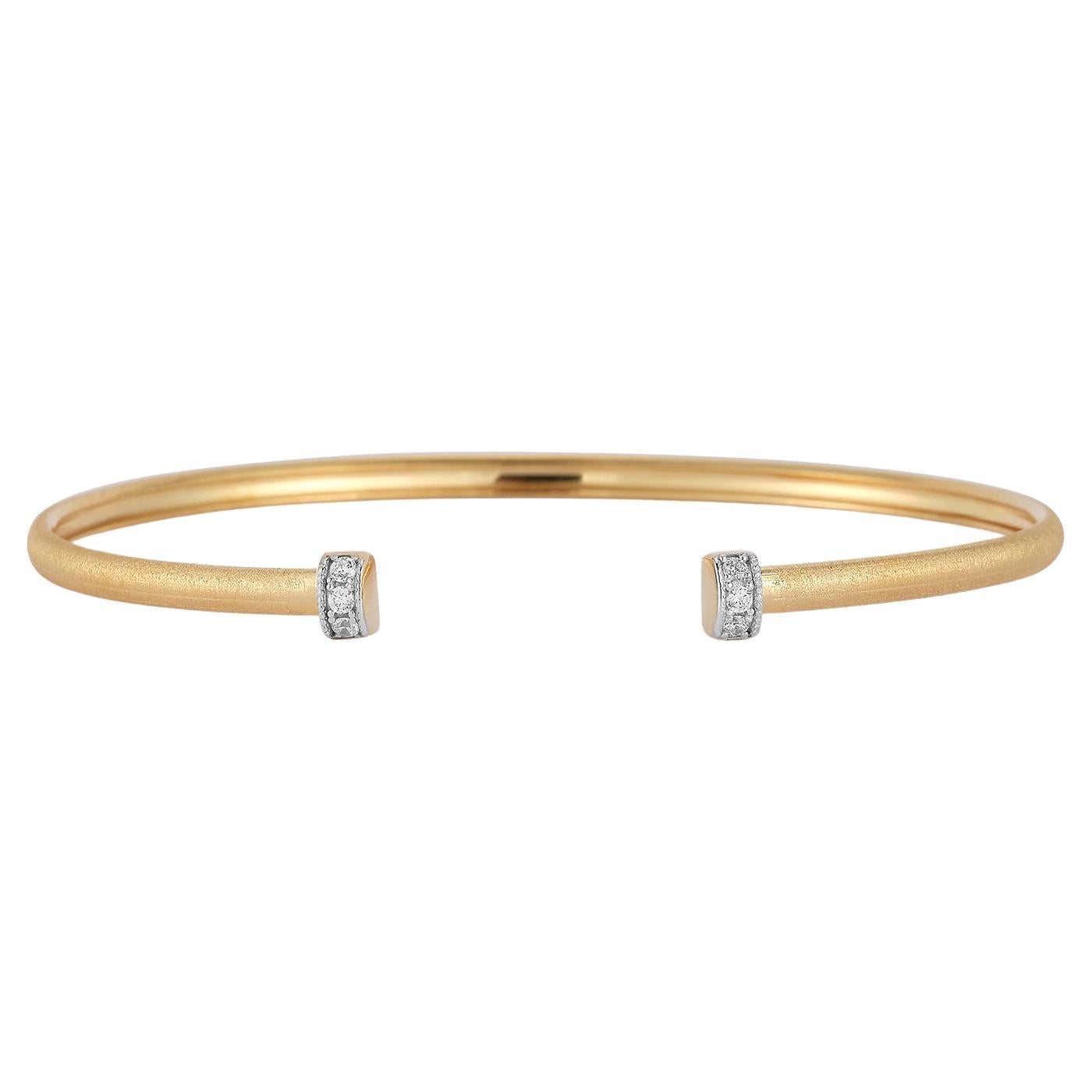 Hand-Crafted 14K Yellow Gold Satin-Finished Bangle Bracelet For Sale