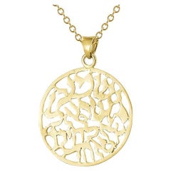 Hand-Crafted 14K Yellow Gold Shema Israel Pendant