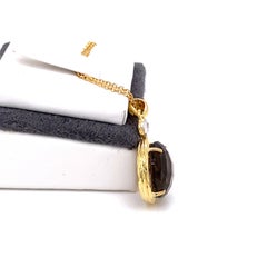 Hand-Crafted 14K Yellow Gold Smokey Topaz Color Stone Pendant