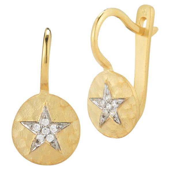 Hand-Crafted 14K Yellow Gold Star Earrings For Sale